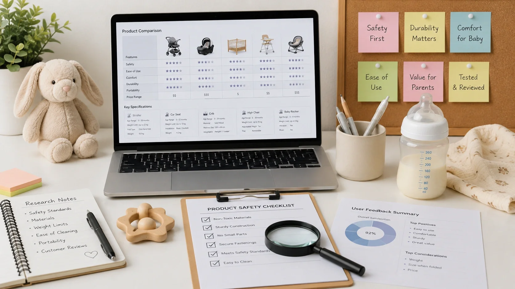CradleCheck research process - testing and reviewing baby products