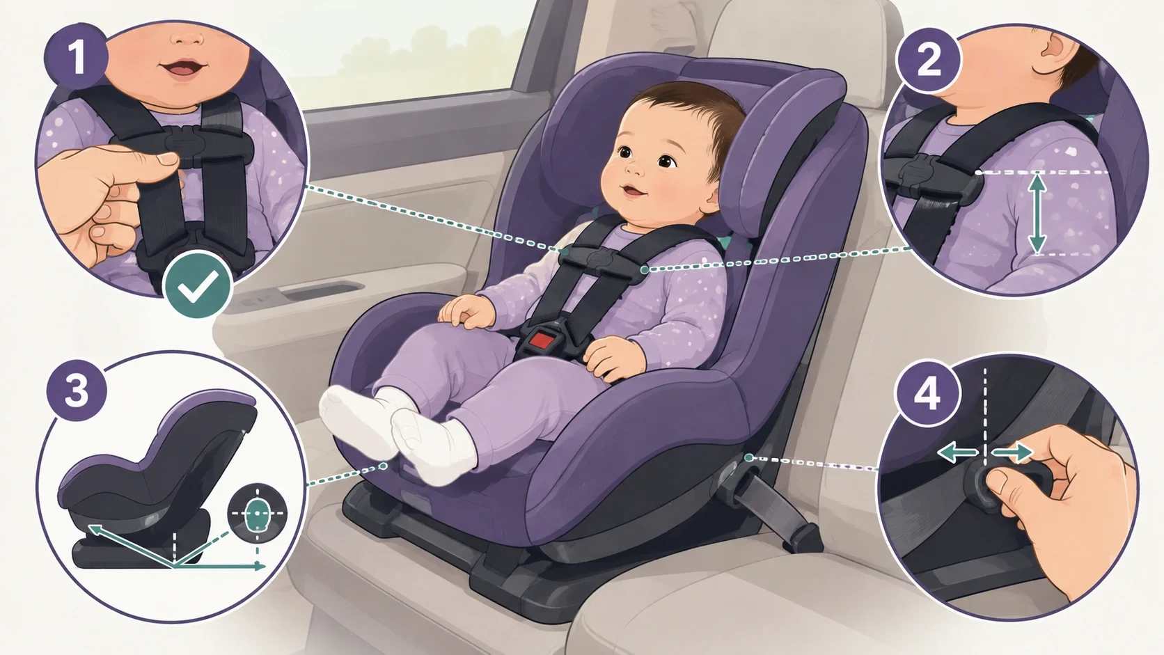 Car seat safety check illustration