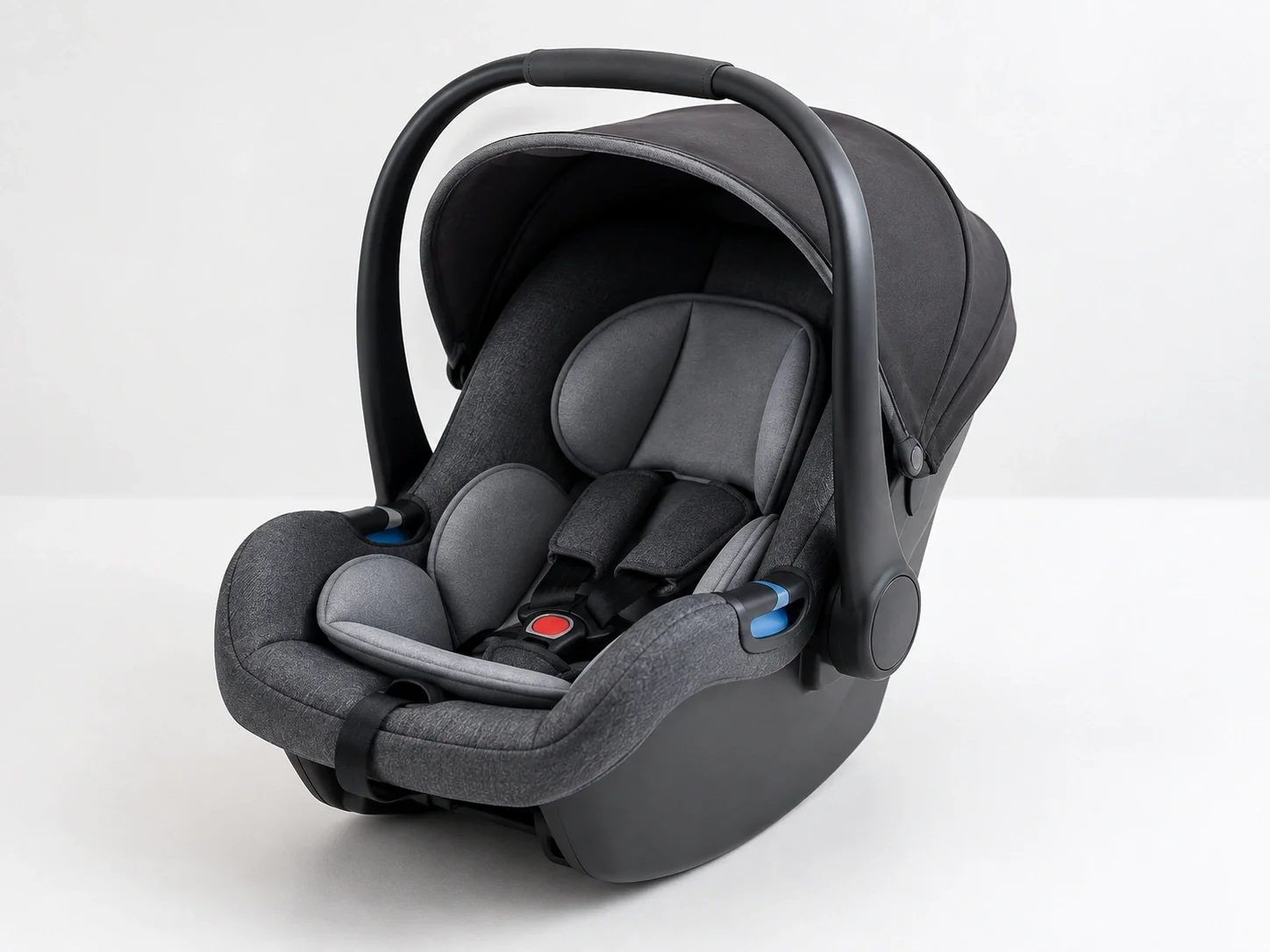 Infant car seat with base and handle